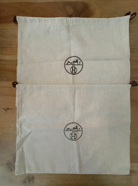 Hermes Handbags - Set of 2 Hermès Drawstring Dustbags Bags Beige Dust 16"x13" Accessories w logo